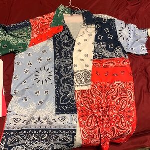 Button down bandanna shirt